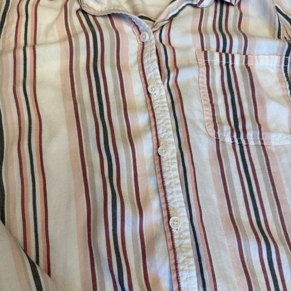 beachlunchlounge Pink and Brown Relaxed Button Down Shirt Beach Coverup - Picture 2 of 6